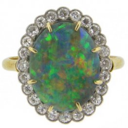 An exceptional fine Edwardian Opal and diamond ring