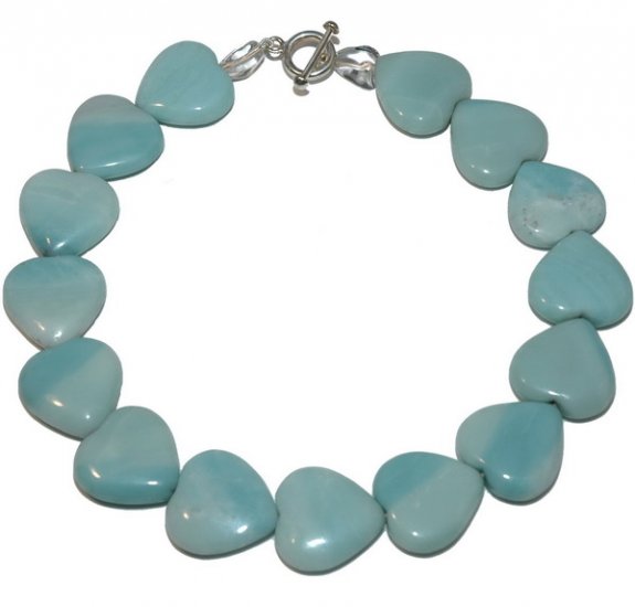 An Amazonite and Rock Crystal Necklace with Heart Amazonites - Click Image to Close