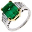 Octagon Emerald and Diamond Ring