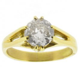 A Gents Old Cut Diamond Solitaire Ring