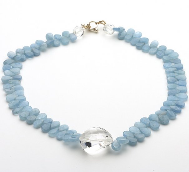 Aquamarine and Clear Quartz Necklace - Click Image to Close