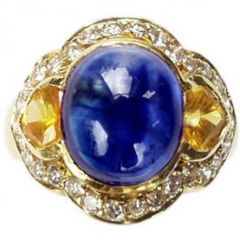Cabochon Yellow Sapphire and Diamond Cocktail ring