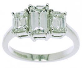 An All Emerald Cut Diamond Three Stone Ring. 1.49cts