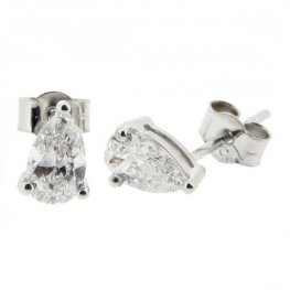 A pair of Pear Shape Diamond single stone Earrings