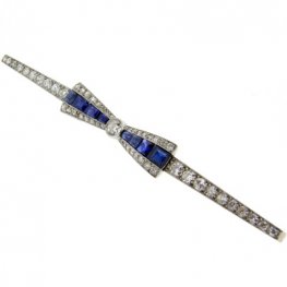 Art Deco Sapphire and Diamond bow brooch