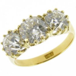 Antique diamond three stone ring. Shank marked 18ct 3.38 Diamond