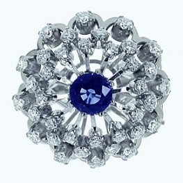 A Floral Sapphire & Diamond Cluster Ring 1960's
