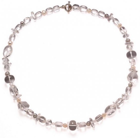 Clear Quartz and Black Pearl NECKLACE - Click Image to Close