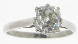 Antique Cushion Cut Diamond Solitaire Edwardian Engagement Ring