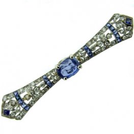 Art Deco diamond and Sapphire Brooch - Pin