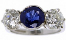 Vintage Sapphire & Diamond 3 stone Ring