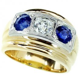 1940's Sapphire & Diamond Three Stone Ring