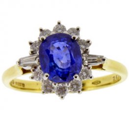 Ceylon Sapphire and Diamond Cluster Ring