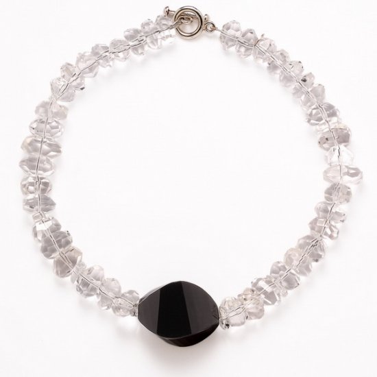 Clear Quartz and Obsidian Necklace - Click Image to Close