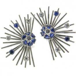 A Vintage pair of Sapphire & Diamond Ear Clips