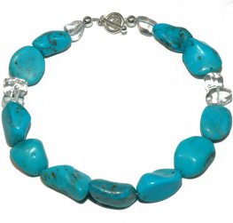 A Turquoise and Rock Crystal Necklace