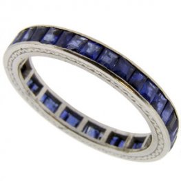 A classic Square Cut Sapphire Full Eternity Ring, Size N 1/2