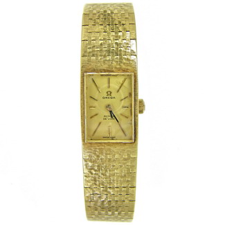 Ladies 18k Gold Omega de ville bracelet wristwatch 1970's - Click Image to Close