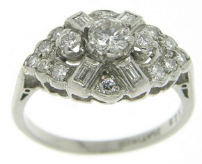 Art Deco Platinum Diamond Ring Circa 1929 - Click Image to Close