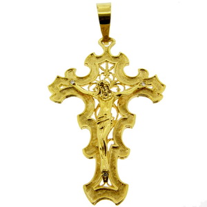 Diamond Set Cross Pendant Crucifix - Click Image to Close