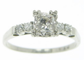 Old English Cushion Cut Diamond Engagement Ring - Click Image to Close