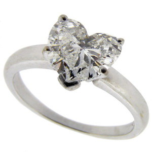 Vintage Heart shape diamond ring 1.57 G VVS2 - Click Image to Close