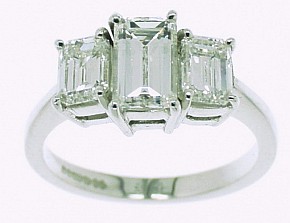 Emerald Cut Diamond Three Stone Ring. 2.05cts in total - Click Image to Close