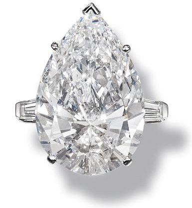 Pear Shape Diamond Ring set with Taper Baguette Diamond Shoulder - Click Image to Close