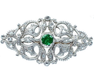 Victorian Emerald and Diamond Brooch. Emerald 0.64cts - Click Image to Close
