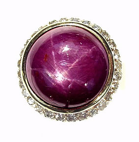 Purple Star Sapphire and Diamond cluster ring - Click Image to Close