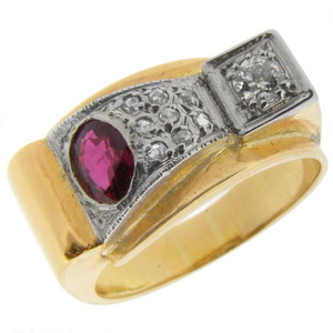 An Art Deco Ruby and Diamond Dress Ring - Click Image to Close