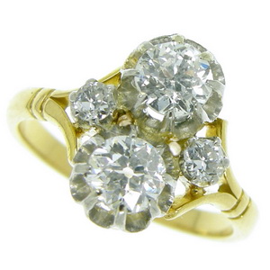 Art Deco Old Cut Diamond Four Stone Ring - Click Image to Close