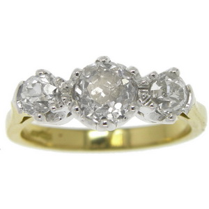 Three stone ring with old brilliant cut diamonds - Click Image to Close