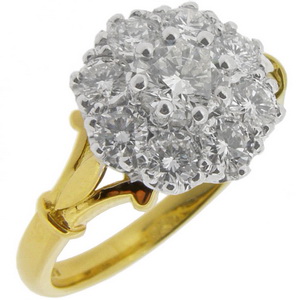 VintageDiamond Cluster Ring. A Period Jewel - Click Image to Close