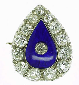 Victorian 19th Century Enamel and Old Cut Diamond Brooch - Click Image to Close