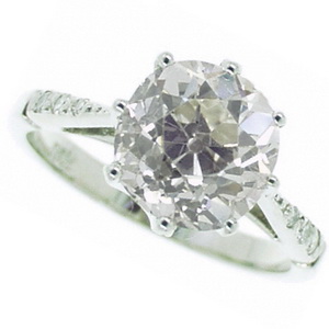 Edwardian solitaire ring with Diamond set shoulders - Click Image to Close