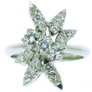 Fiery Starburst Diamond Cluster Ring - Click Image to Close