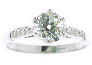 White gold Vintage Diamond Solitaire Engagement Ring - Click Image to Close