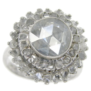 Antique Rose Cut Diamond Cluster Ring - Click Image to Close