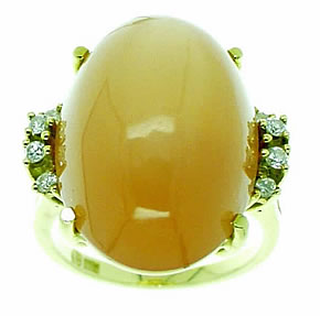 Contemporary Orange Moonstone & Diamond Ring. 0.20cts approx - Click Image to Close