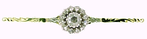 Vintage Rose Cut Diamond Bar Brooch. Length 5.7cms approx - Click Image to Close