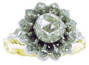Vintage Rose Cut Diamond Cluster Ring - Click Image to Close