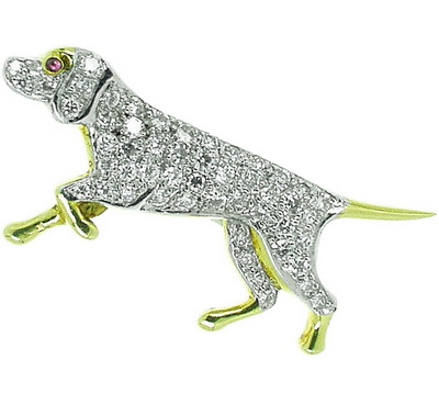 Vintage Diamond Dog Brooch 0.70cts approx - Click Image to Close