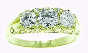 Carved Diamond Three Stone Ring. Brilliant cut Diamonds 1.20ct - Click Image to Close