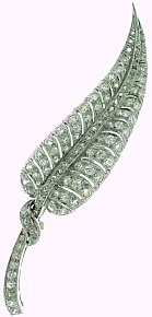 Vintage Diamond Leaf Brooch. Diamonds 2.20cts apprx Length 7.0cm - Click Image to Close