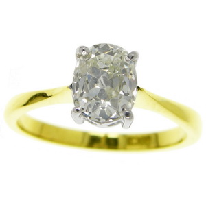 Victorian 18ct Gold Old Cushion solitaire Engagement ring - Click Image to Close