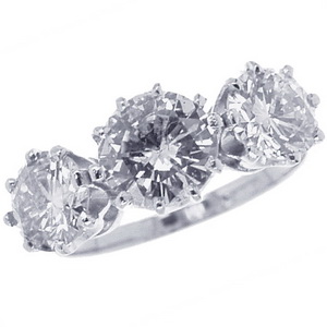 Edwardian Diamond Three Stone Ring 2.95cts in total - Click Image to Close