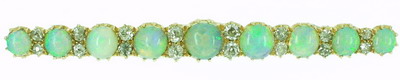 Antique Victorian Opal and Diamond Bar Brooch - Click Image to Close