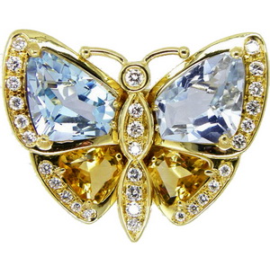 Diamond and Gem set Butterfly Brooch 0.45cts approx - Click Image to Close
