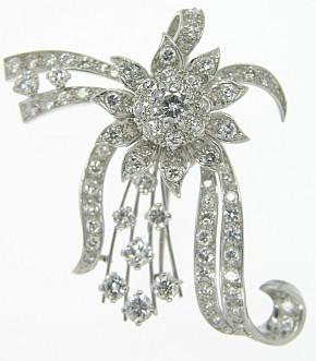 A 1960's Diamond Floral Spray Brooch - Click Image to Close